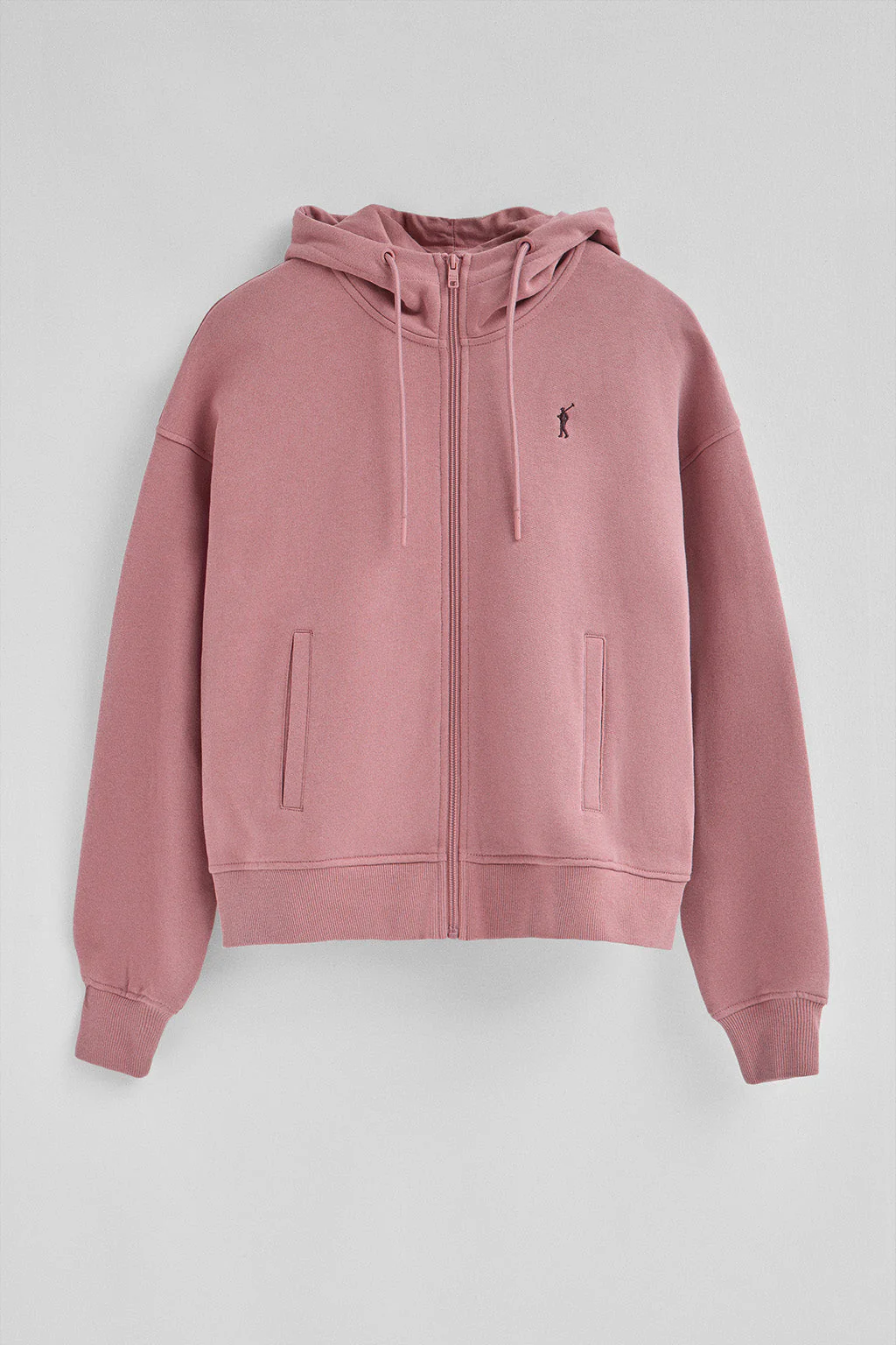 Sudadera rosa empolvado de capucha con cremallera y logo Rigby Go - Image 7