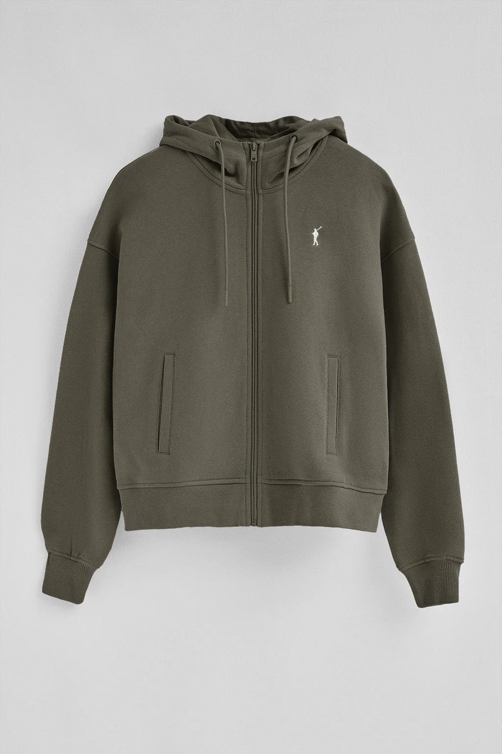 Sudadera verde militar con capucha con cremallera y logo Rigby Go - Image 5