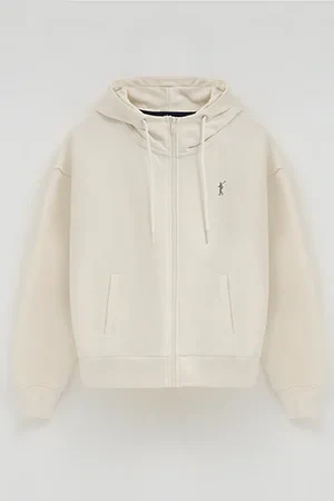 Sudadera color crudo con capucha, cremallera y bordado Rigby Go - Image 9