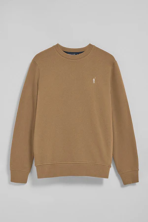 Sudadera de cuello redondo marrón con logo bordado Rigby Go - Image 6