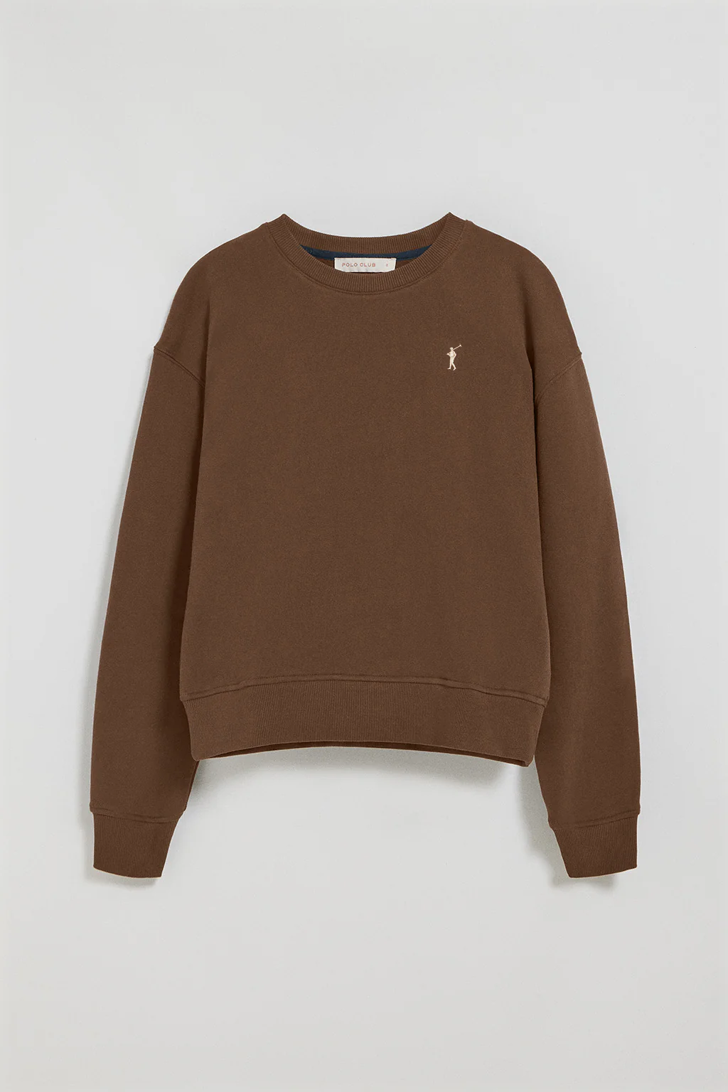 Sudadera de cuello redondo marrón con logo bordado Rigby Go - Image 5