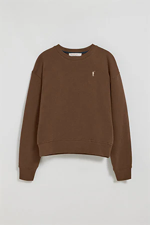 Sudadera de cuello redondo marrón con logo bordado Rigby Go - Image 9