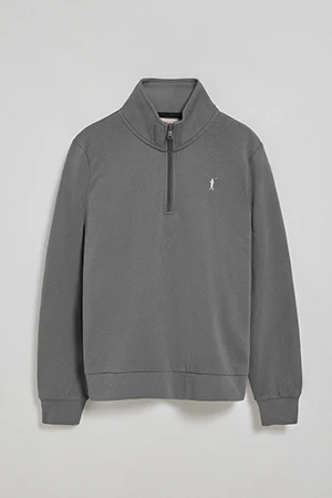 Sudadera de media cremallera gris asfalto con logo Rigby Go - Image 6