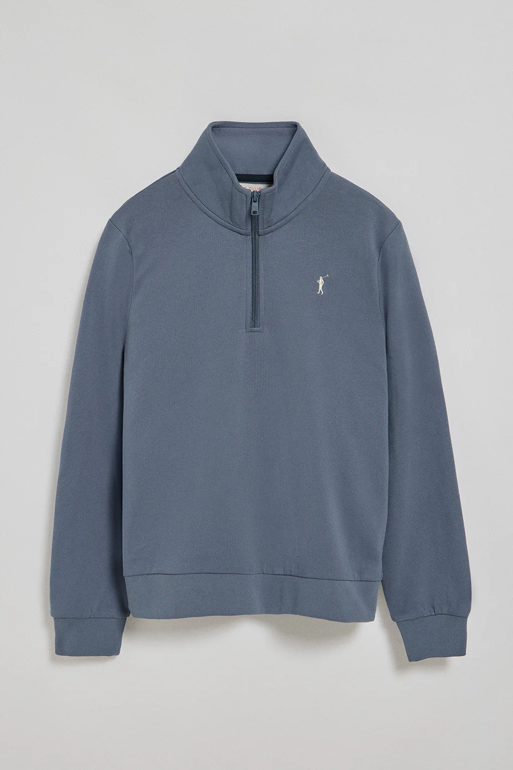 Sudadera de media cremallera azul denim con logo Rigby Go - Image 5