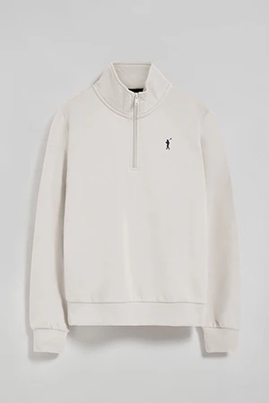 Sudadera de media cremallera blanco roto con logo Rigby Go - Image 6