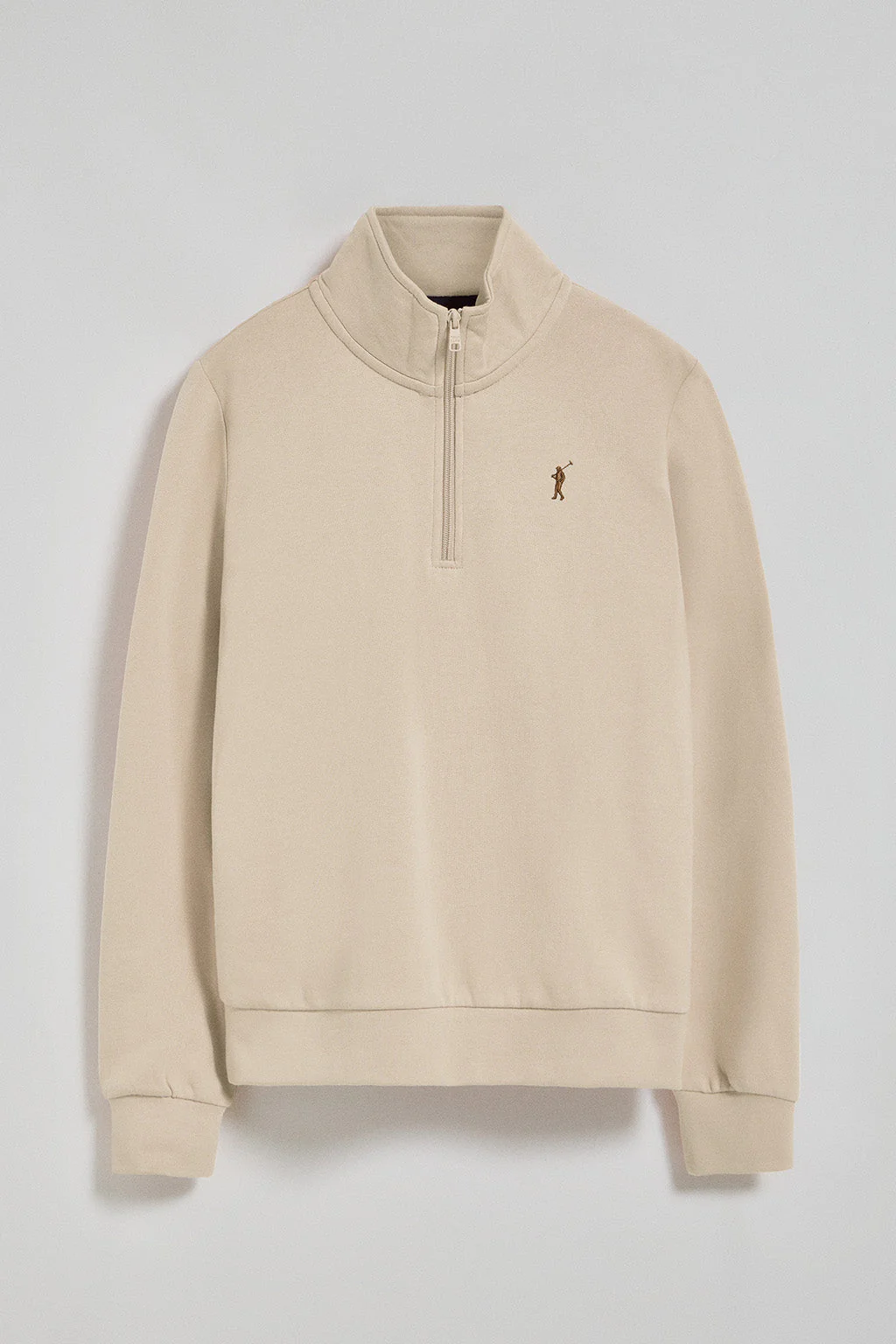 Sudadera de media cremallera beige con logo Rigby Go - Image 6
