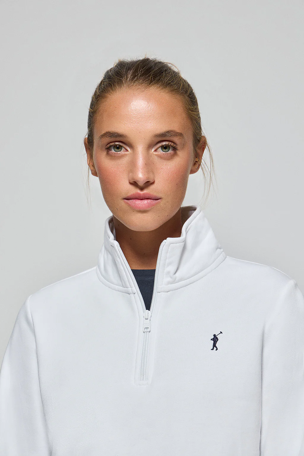 Sudadera de media cremallera blanca con logo Rigby Go - Image 2