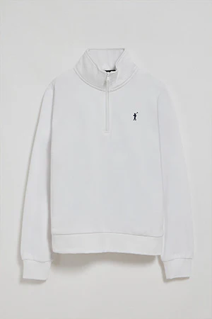 Sudadera de media cremallera blanca con logo Rigby Go - Image 9