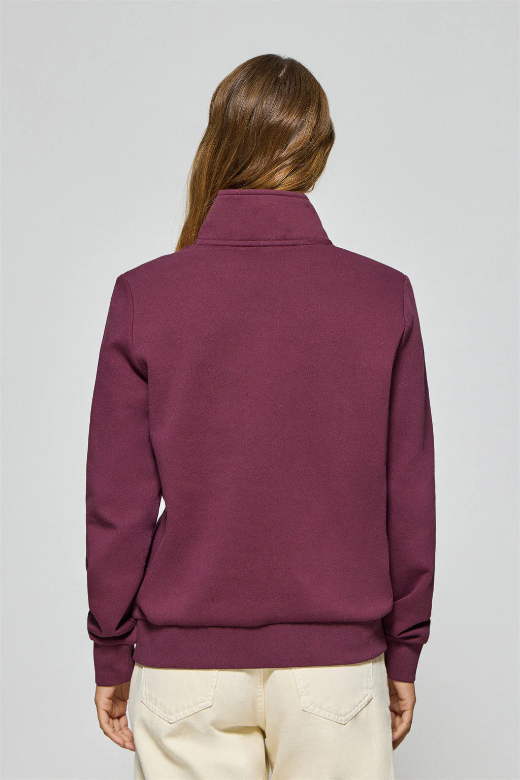 Sudadera de media cremallera color ciruela con logo Rigby Go - Image 4
