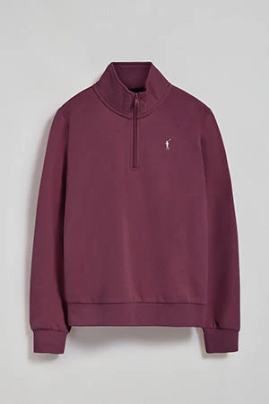Sudadera de media cremallera color ciruela con logo Rigby Go - Image 8