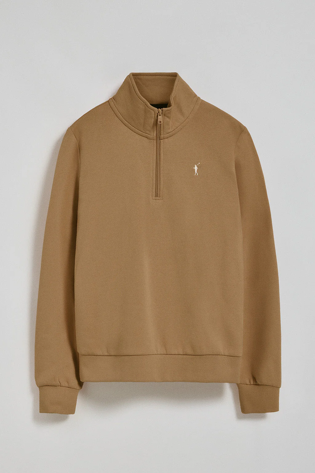 Sudadera de media cremallera marrón con logo Rigby Go - Image 7
