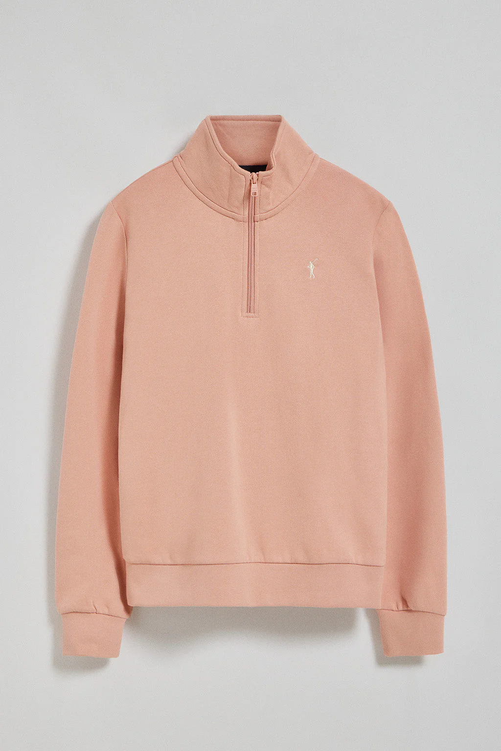 Sudadera de media cremallera rosa palo con logo Rigby Go - Image 5
