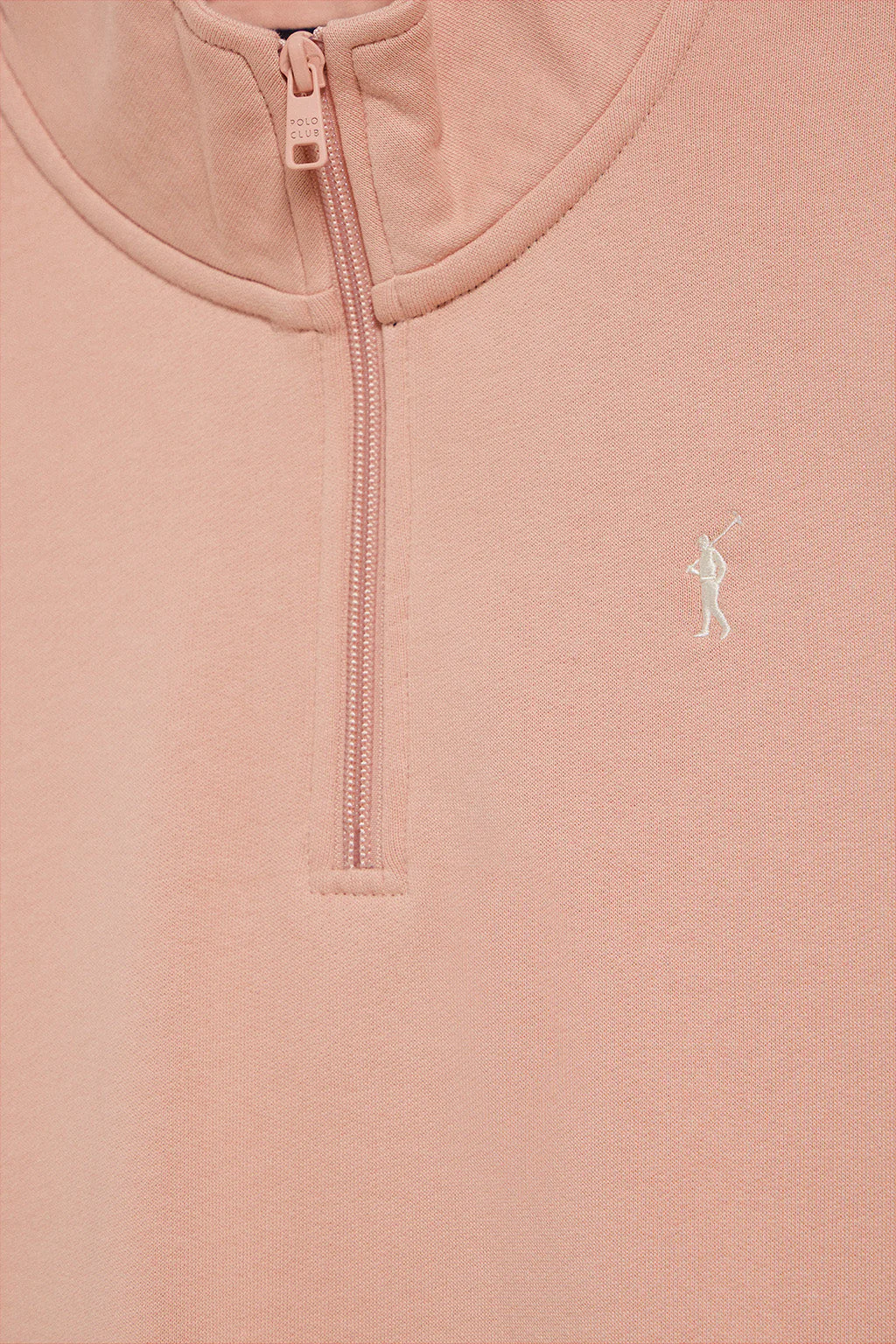 Sudadera de media cremallera rosa palo con logo Rigby Go - Image 6