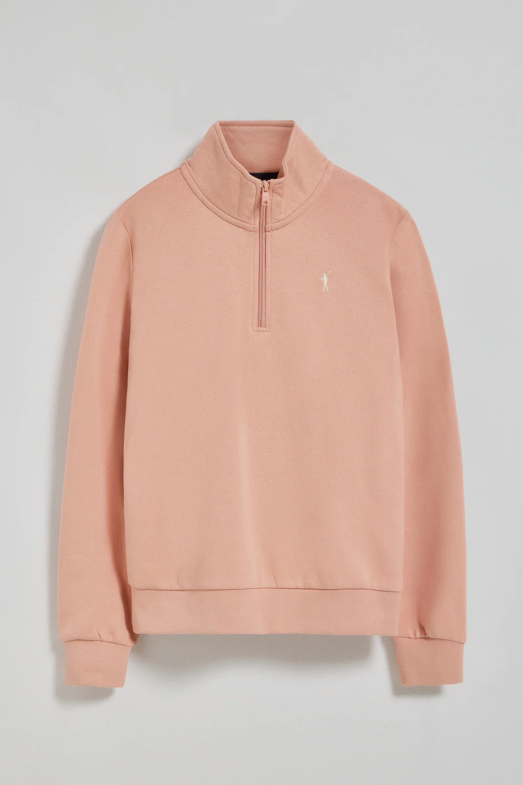 Sudadera de media cremallera rosa palo con logo Rigby Go - Image 7