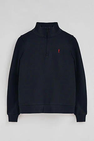 Sudadera azul marino con media cremallera y logo Rigby Go - Image 8