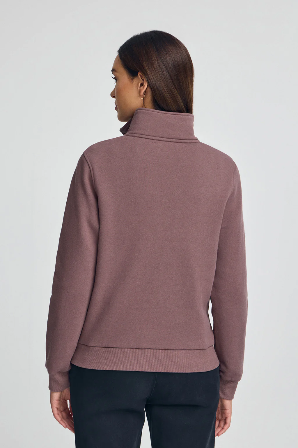 Sudadera rosa taupe con media cremallera y logo Rigby Go - Image 4