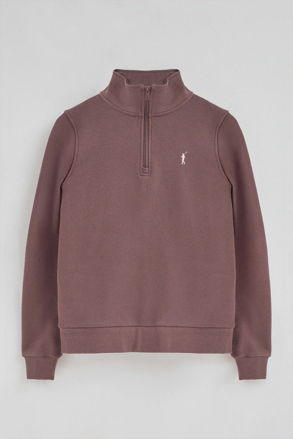 Sudadera rosa taupe con media cremallera y logo Rigby Go - Image 5