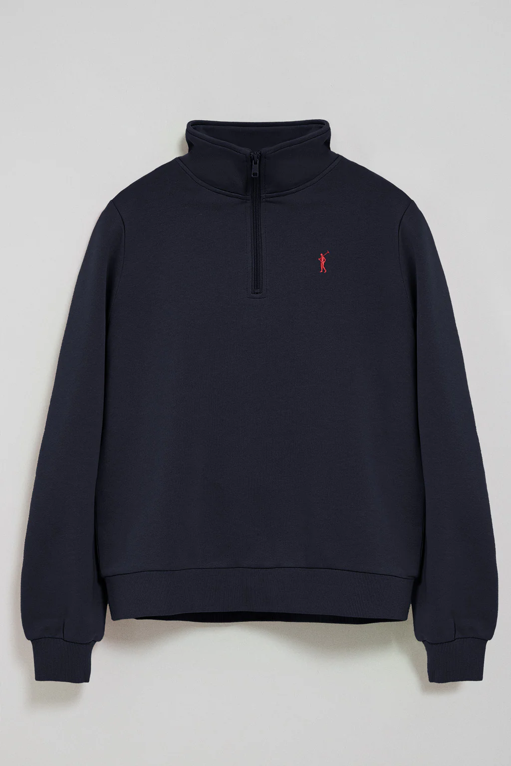 Sudadera azul marino de media cremallera y bordado Rigby Go - Image 7