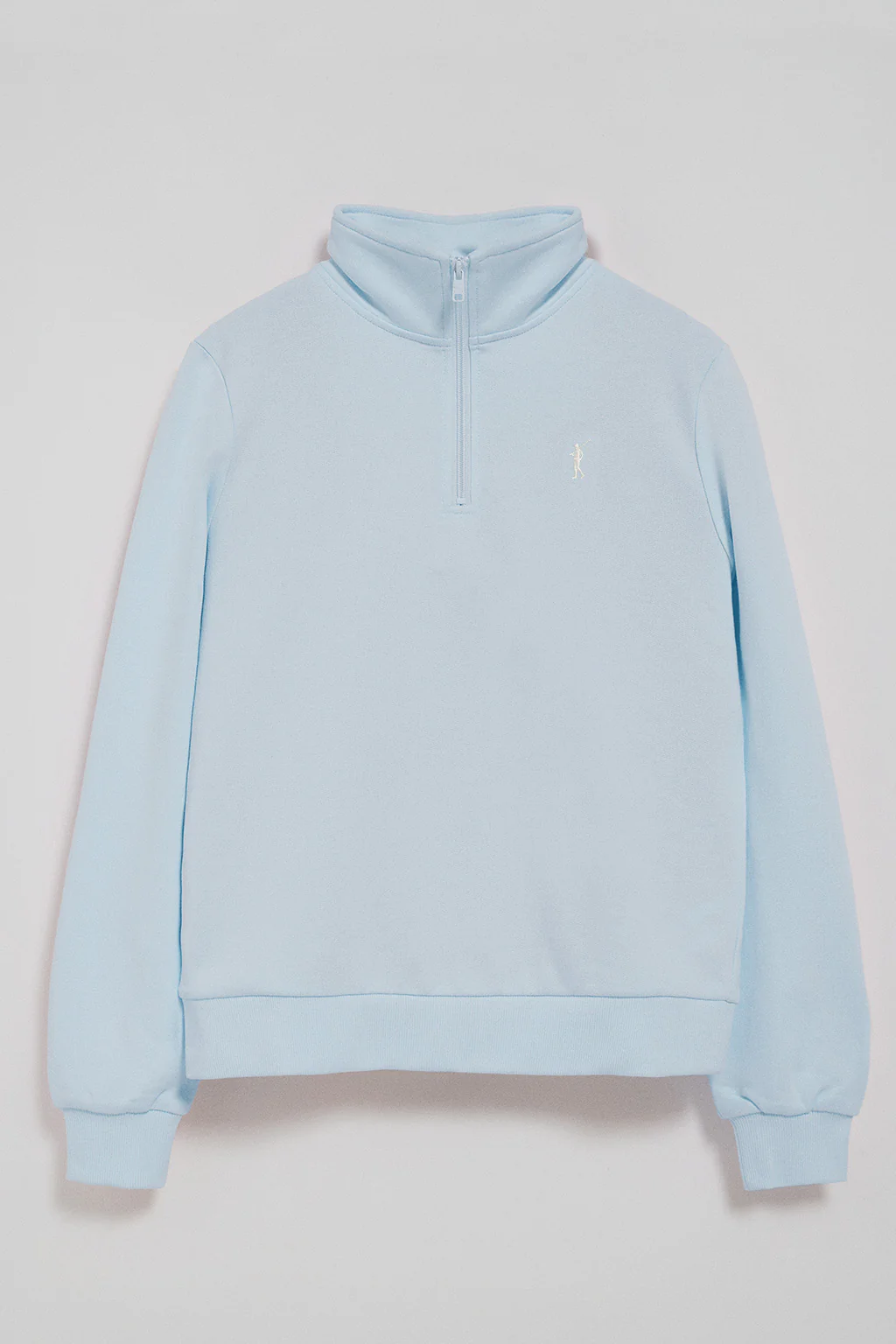 Sudadera azul claro de media cremallera y bordado Rigby Go - Image 5