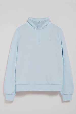 Sudadera azul claro de media cremallera y bordado Rigby Go - Image 6