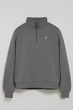 Sudadera gris asfalto de media cremallera y bordado Rigby Go - Image 8