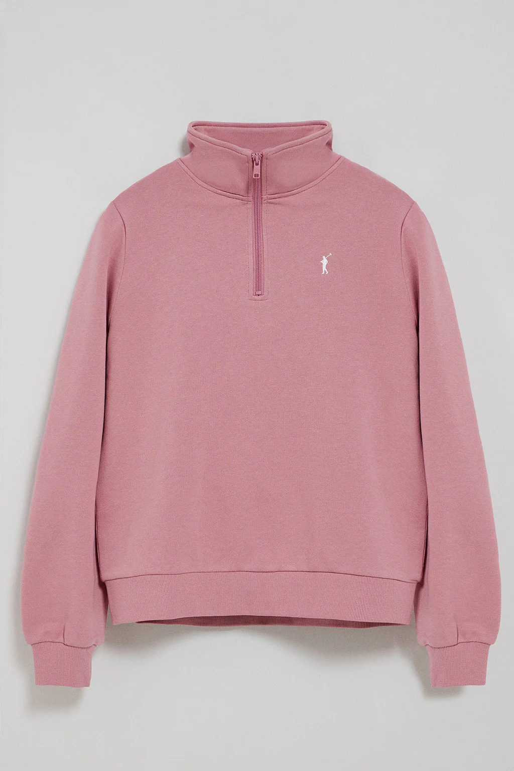 Sudadera rosa empolvado de media cremallera y bordado Rigby Go - Image 5