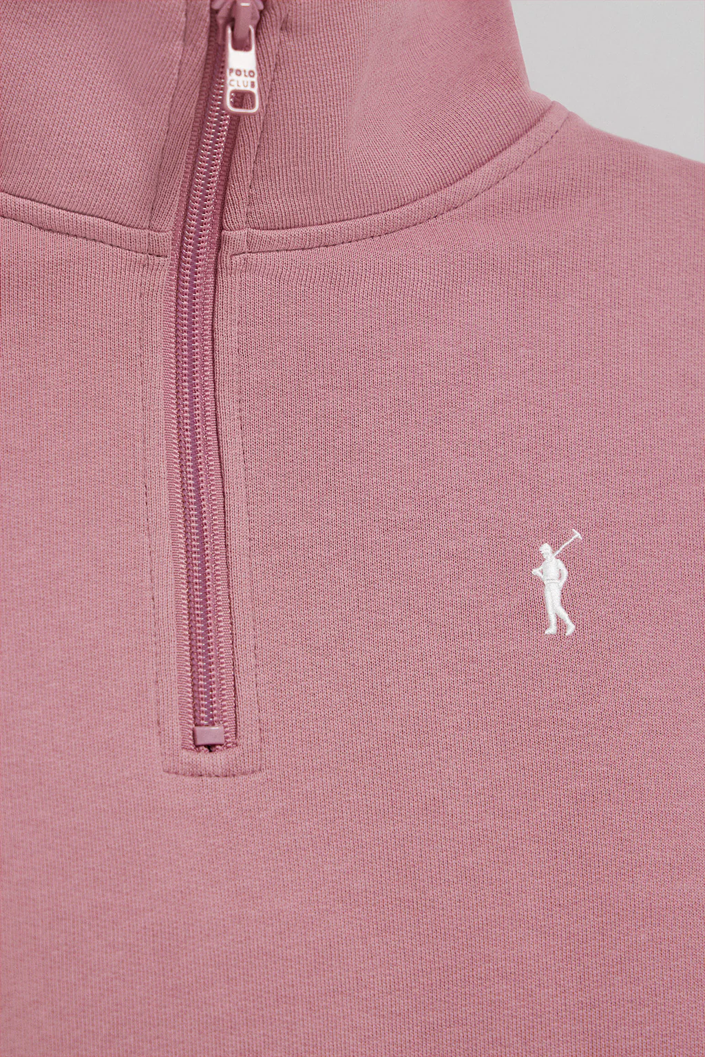 Sudadera rosa empolvado de media cremallera y bordado Rigby Go - Image 6