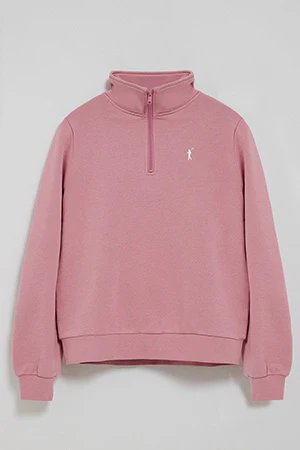 Sudadera rosa empolvado de media cremallera y bordado Rigby Go - Image 8