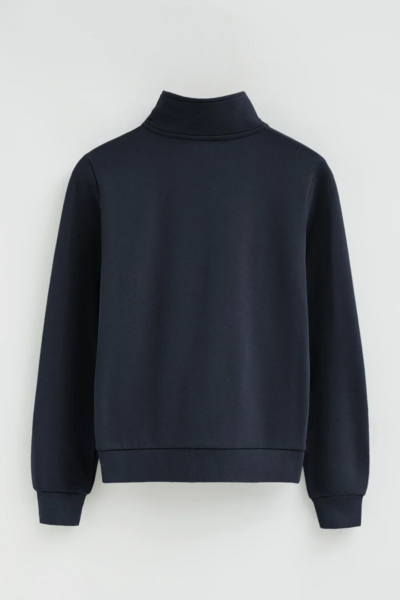 Sudadera azul marino con cuello cremallera y logo Rigby Go - Image 8