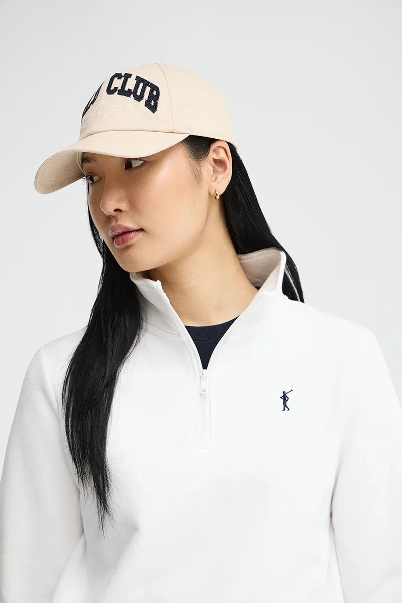 Sudadera blanca con cuello cremallera y logo Rigby Go - Image 2