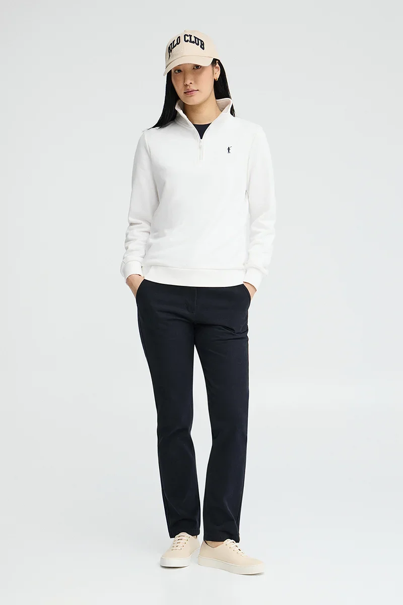 Sudadera blanca con cuello cremallera y logo Rigby Go - Image 3
