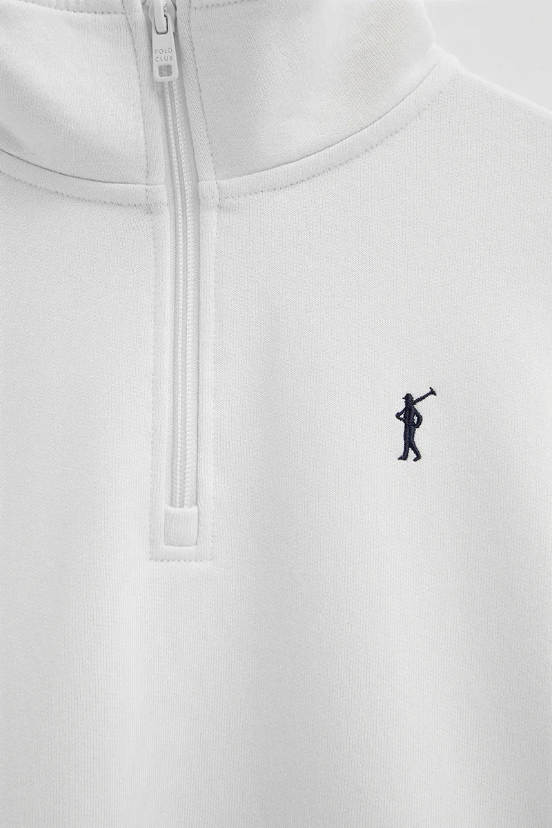 Sudadera blanca con cuello cremallera y logo Rigby Go - Image 6
