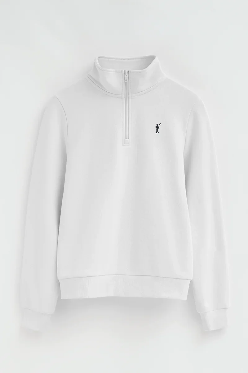 Sudadera blanca con cuello cremallera y logo Rigby Go - Image 8