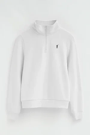 Sudadera blanca con cuello cremallera y logo Rigby Go - Image 9