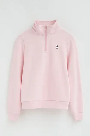 Sudadera rosa con cuello cremallera y logo Rigby Go - Image 10