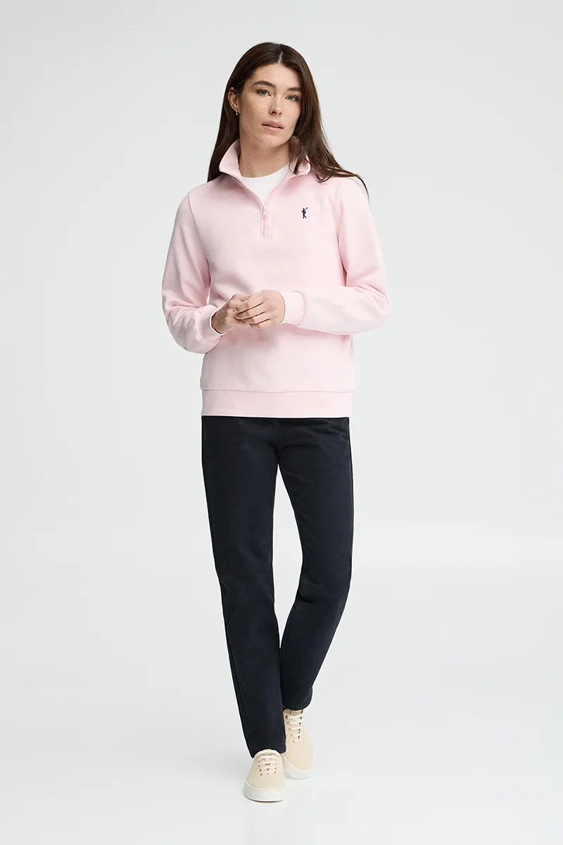 Sudadera rosa con cuello cremallera y logo Rigby Go - Image 4