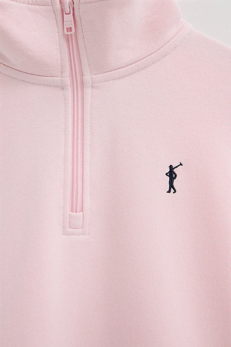 Sudadera rosa con cuello cremallera y logo Rigby Go - Image 7