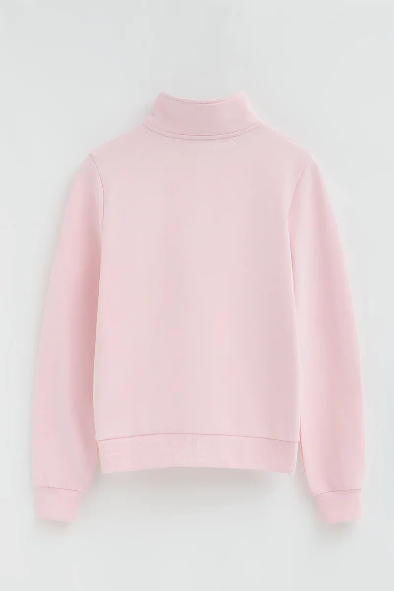 Sudadera rosa con cuello cremallera y logo Rigby Go - Image 8