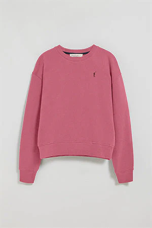 Sudadera de cuello redondo color rosa vino con logo bordado Rigby Go - Image 9