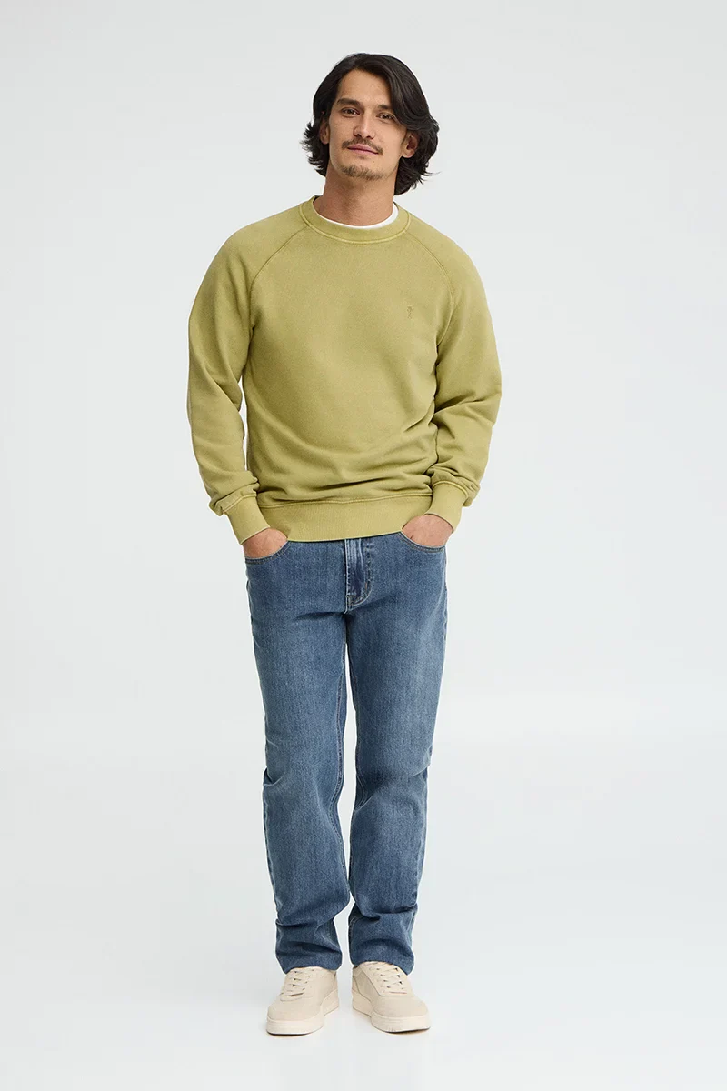 Sudadera verde hoja de cuello redondo con bordado Rigby Go - Image 4