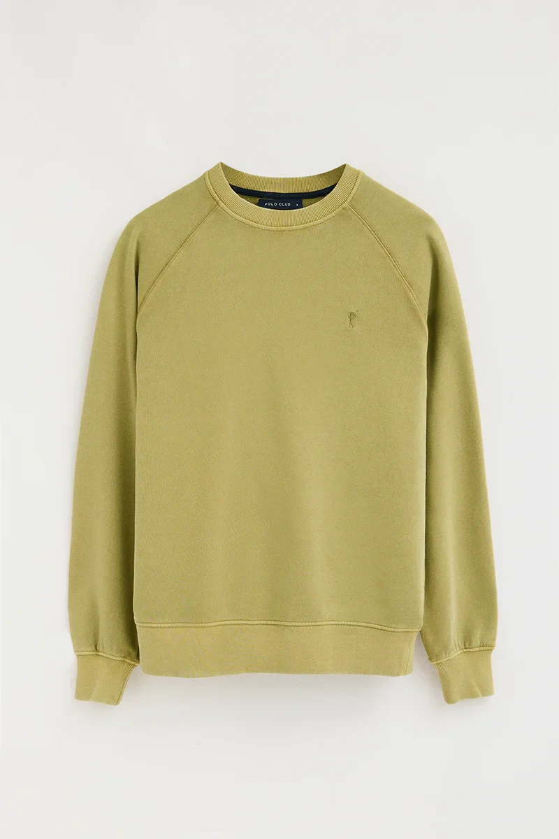 Sudadera verde hoja de cuello redondo con bordado Rigby Go - Image 9