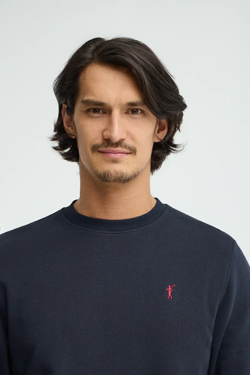Sudadera azul marino de corte relajado con bordado Rigby Go - Image 3