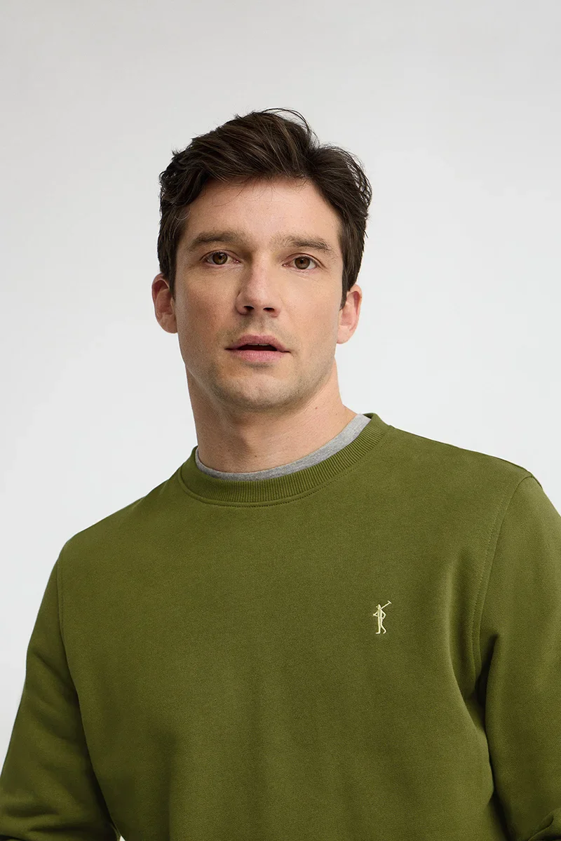 Sudadera verde musgo de corte relajado con bordado Rigby Go - Image 3