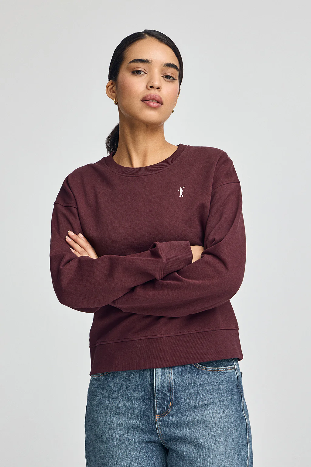 Sudadera color borgoña de corte boxy con logo Rigby Go