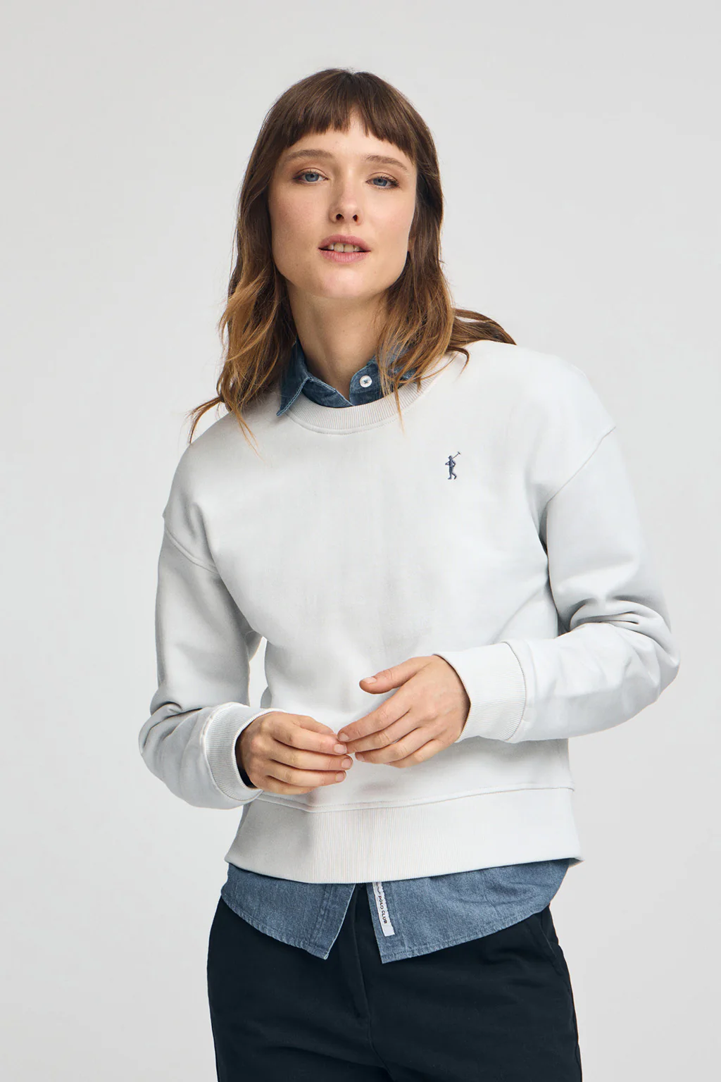 Sudadera color hielo de corte boxy con logo Rigby Go
