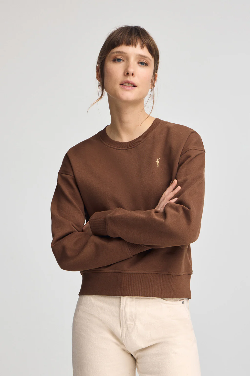Sudadera color moca de corte boxy con logo Rigby Go