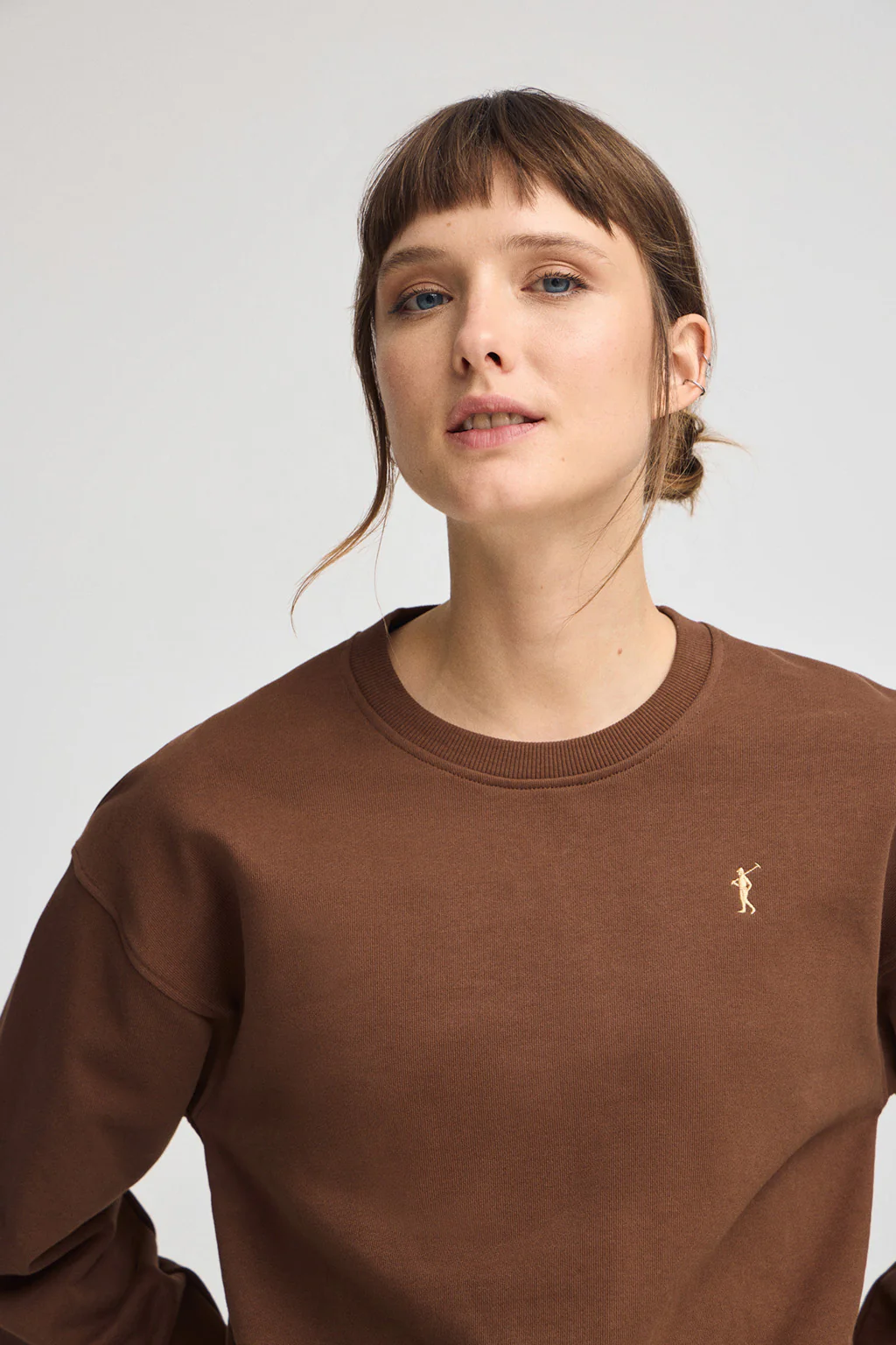 Sudadera color moca de corte boxy con logo Rigby Go - Image 2
