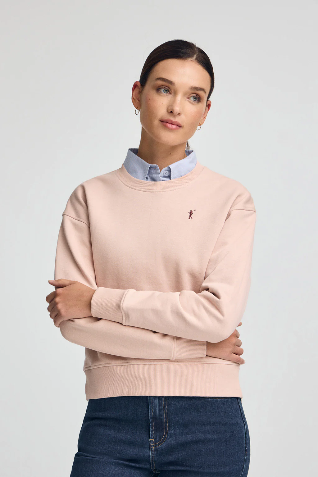 Sudadera rosa palo de corte boxy con logo Rigby Go