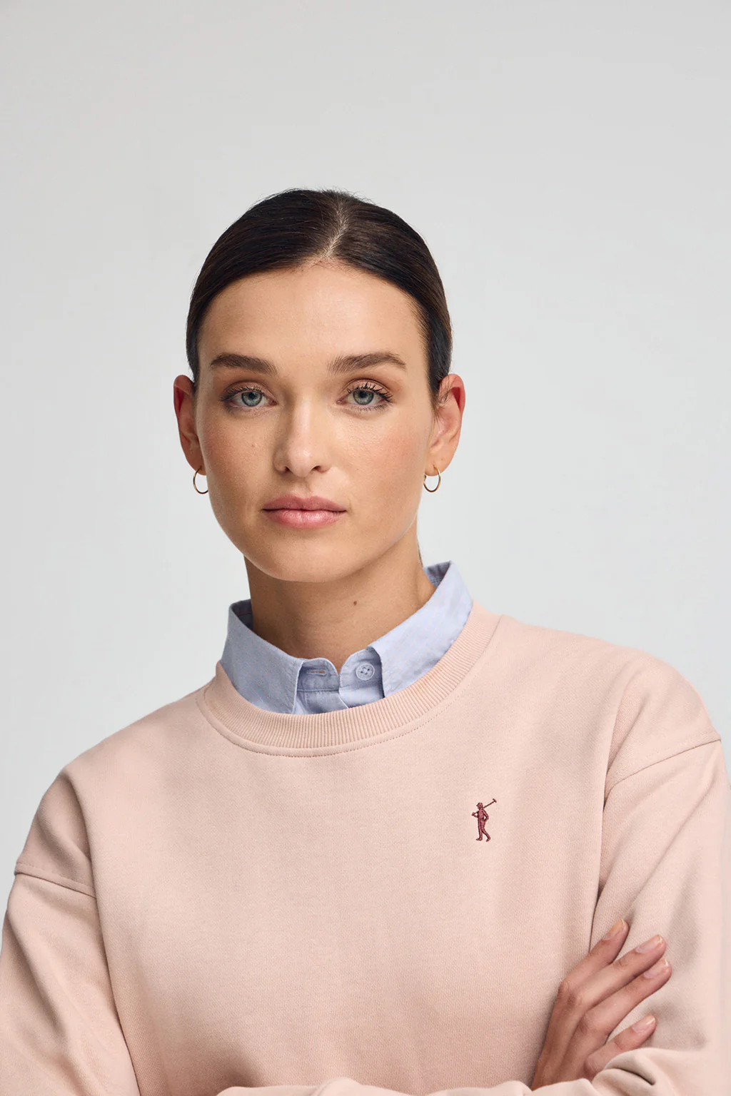 Sudadera rosa palo de corte boxy con logo Rigby Go - Image 2