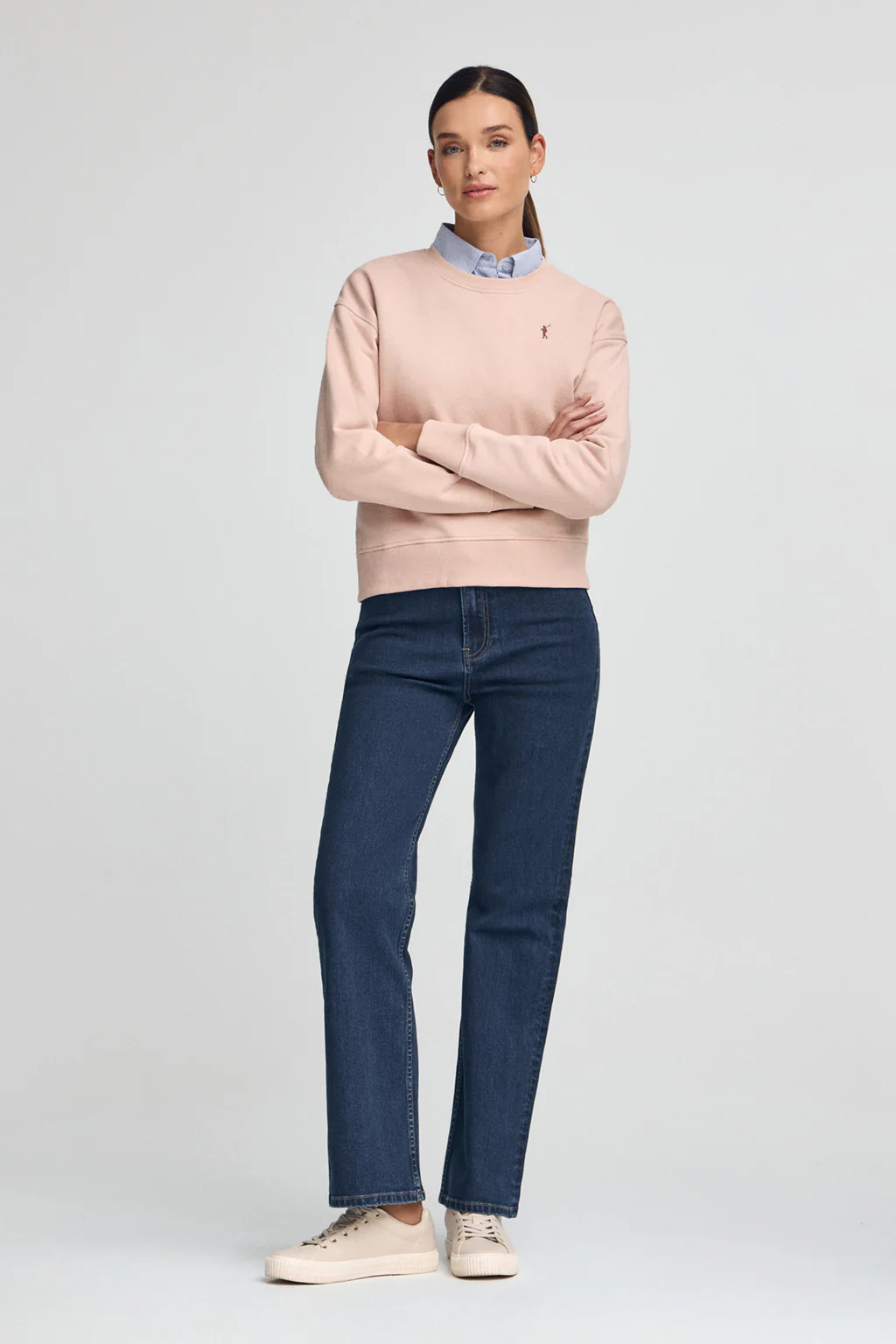 Sudadera rosa palo de corte boxy con logo Rigby Go - Image 3